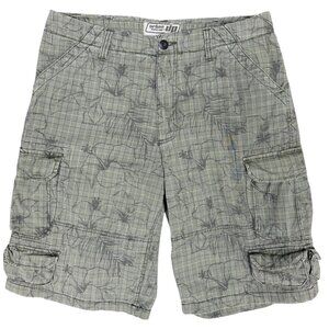 EUC Men's URBAN PIPELINE Hawaiian Plaid 12" Cargo Shorts Olive |‎ Size 34